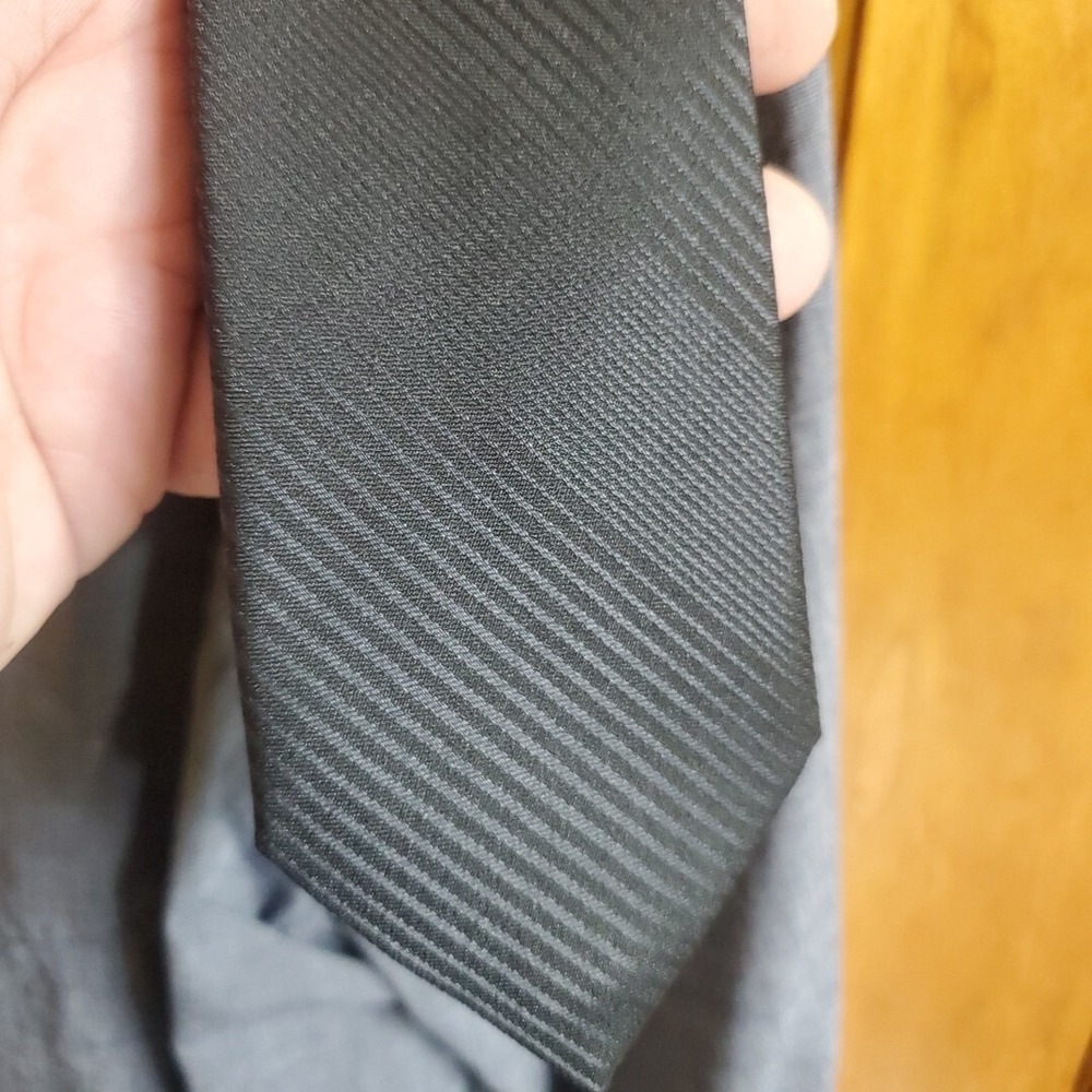 J. Ferrar Necktie Mens Black Tonal Diagonal Stripe Slim Modern Formal Business